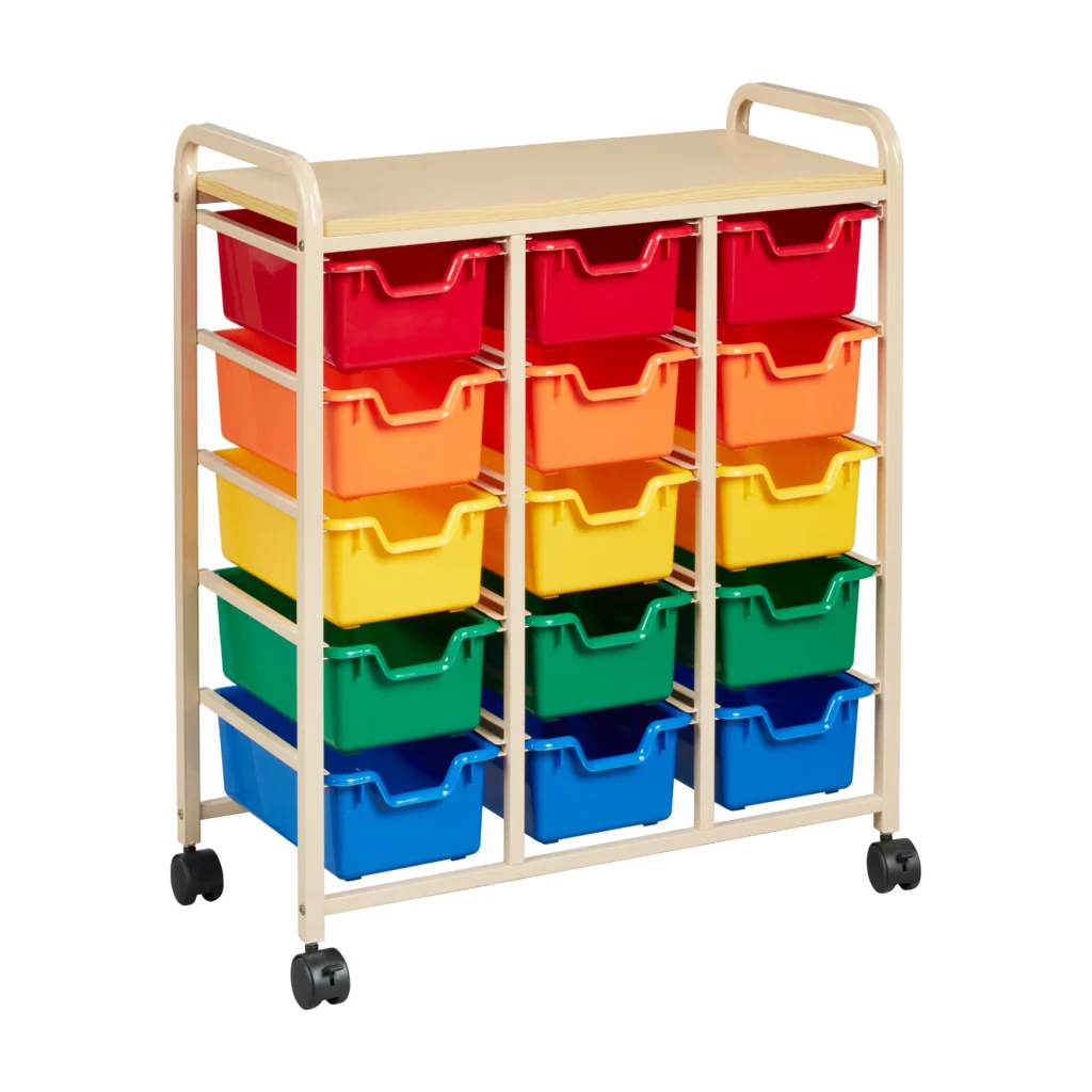 Enhancing Storage Organization with Plastic Bins and Risers